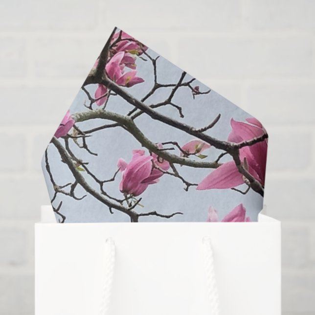 Papier Mousseline Les Magnoles Rose du Printemps fleurissent un Hana (Sac cadeau)