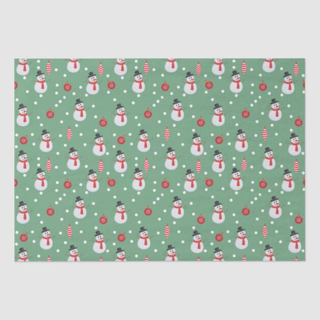 Papier Mousseline Les neigeurs et les ornements de Noël (Recto)