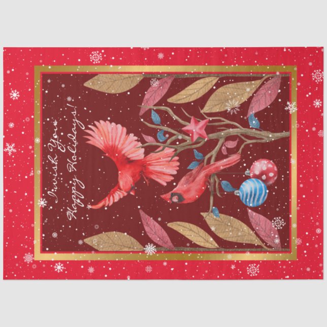 Papier Mousseline Les oiseaux cardinaux sur la Personnaliser des arb (Recto)