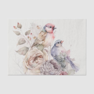 Papier Mousseline Les oiseaux et les fleurs chics du Shabby