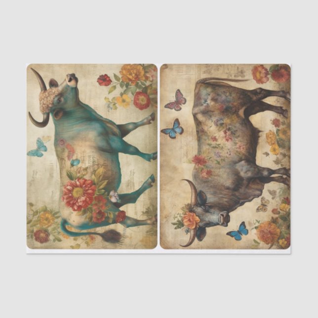 Papier Mousseline Les taureaux Moootifs (Recto)