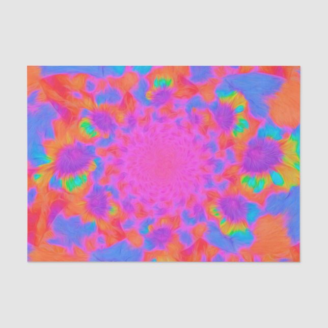Papier Mousseline Les tournesols floraux L'art Abstrait orange rose (Recto)
