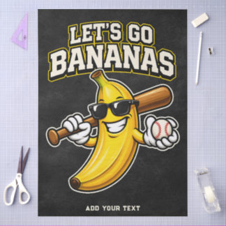 Papier Mousseline Lets Go Bananas Retro Baseball Banana Funny