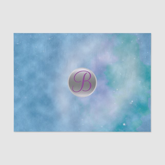 Papier Mousseline Lettre céleste du ciel cosmique Monogramme initial (Recto)