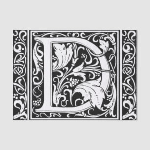 Papier Mousseline Lettre D Monogramme médiéval Art Nouveau
