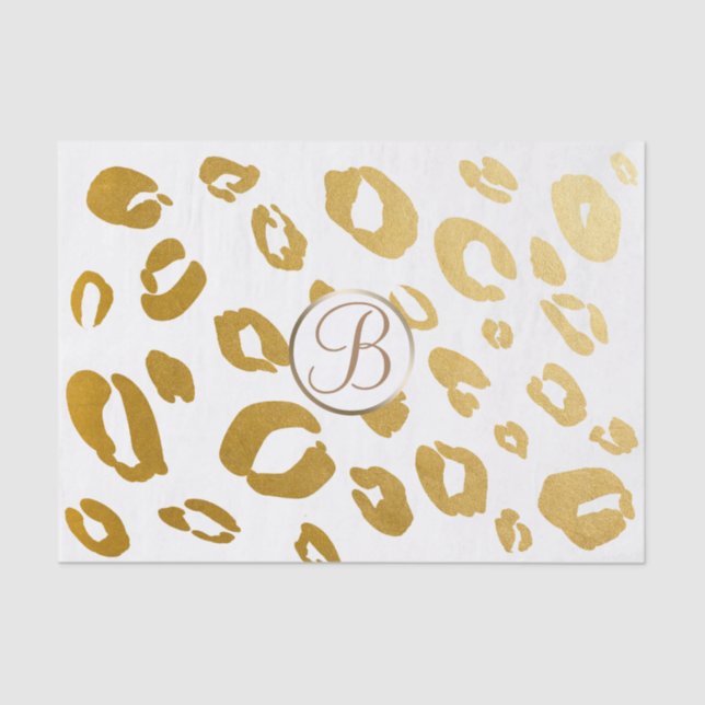 Papier Mousseline Lettre d'or Leopard Cheetah Imprimer Monogramme in (Recto)