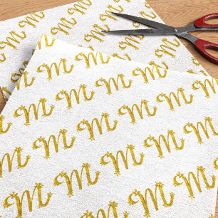 Papier Mousseline Lettre d'or M Monogramme Papier Tissu