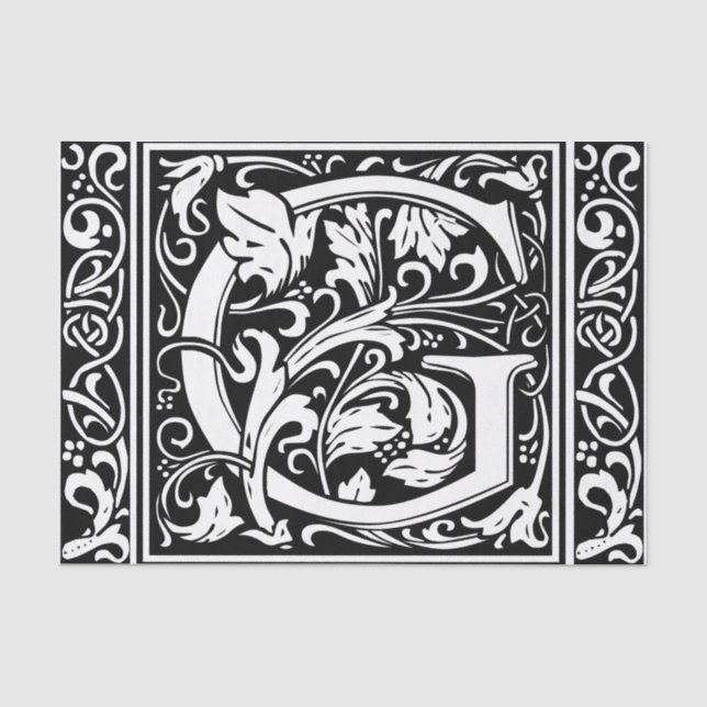 Papier Mousseline Lettre G Monogramme médiéval Art Nouveau (Recto)