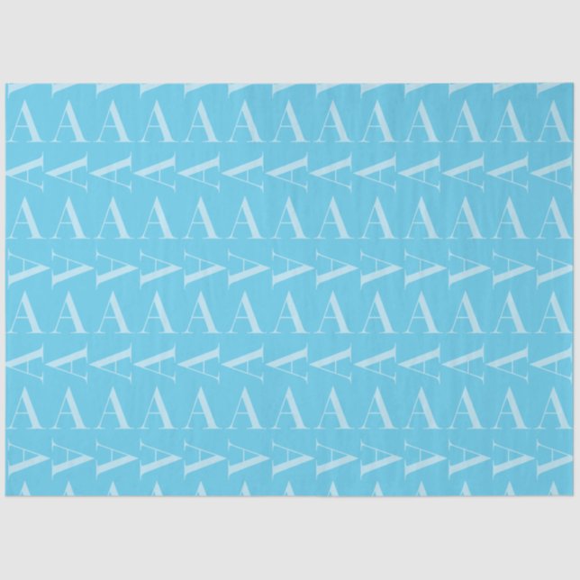Papier Mousseline Lettre initiale A, Aqua Blue (Recto)