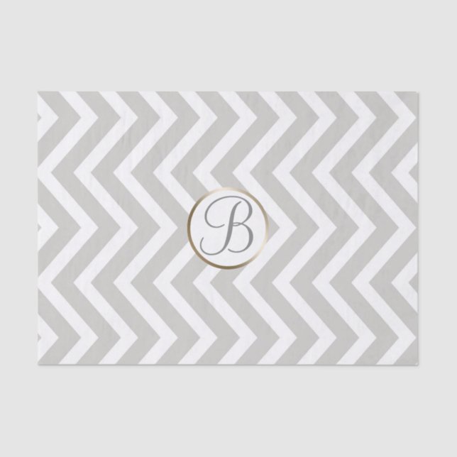 Papier Mousseline Lettre initiale de monogramme à impression chevron (Recto)