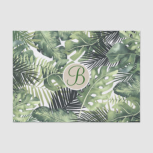 Papier Mousseline Lettre initiale de monogramme chic aux feuilles de