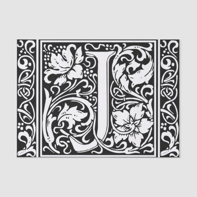 Papier Mousseline Lettre J Monogramme médiéval Art Nouveau (Recto)