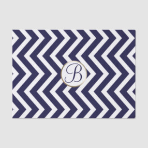 Papier Mousseline LETTRE MONOGRAPHIQUE Bleue BLANCHE Chevron Imprime