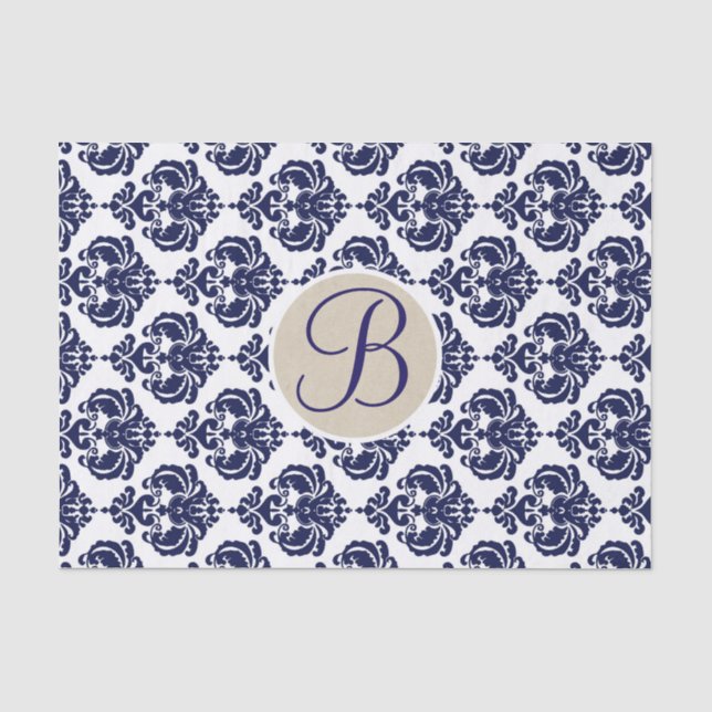 PAPIER MOUSSELINE LETTRE MONOGRAPHIQUE BLEUE ET BLANCHE EN VERRE DEM (Recto)