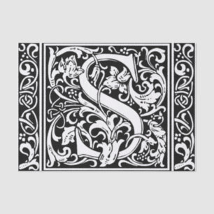 Papier Mousseline Lettre S Monogramme médiéval Art Nouveau