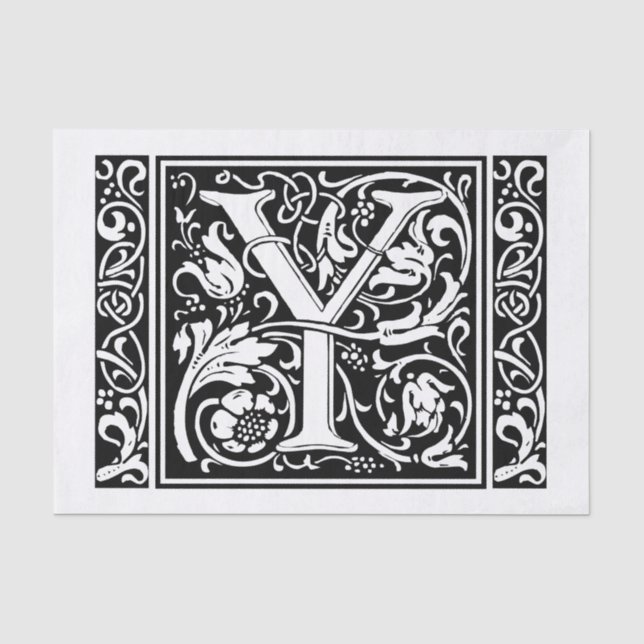 Papier Mousseline Lettre Y Monogramme médiéval Art Nouveau (Recto)