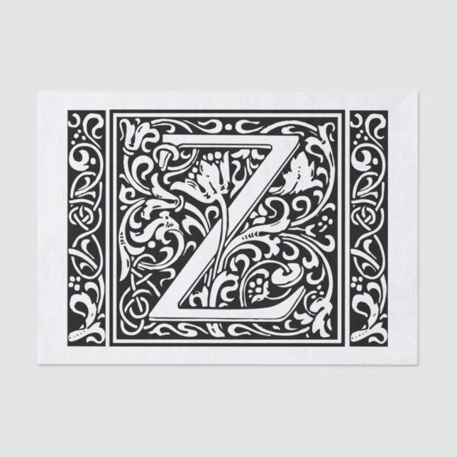 Papier Mousseline Lettre Z Monogramme médiéval Art Nouveau (Recto)