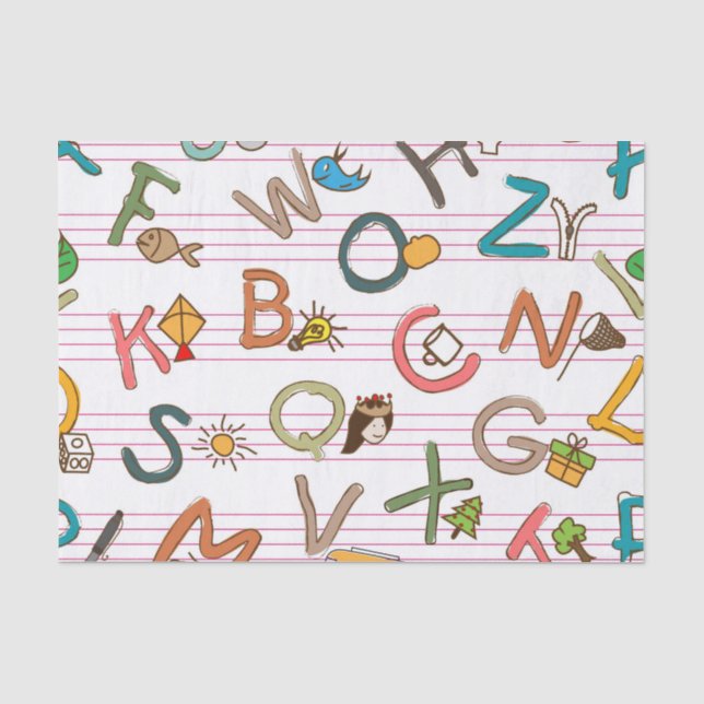 Papier Mousseline Lettres et graphiques d'amusement d'alphabet (Recto)