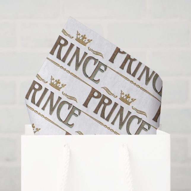 Papier Mousseline Lettres PRINCE - Élégante Couronne royale riche (Sac cadeau)