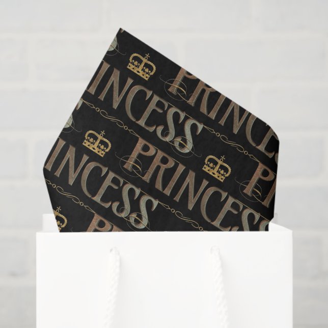 Papier Mousseline Lettres PRINCESS - Elégant Rich Royal (Sac cadeau)