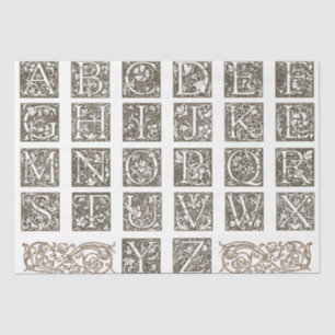 Papier Mousseline Lettres William Morris Alphabet Découpage Vintage