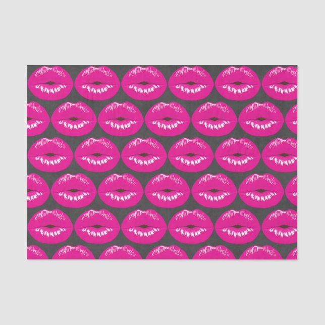 Papier Mousseline Lèvres roses chaudes Motif de fille glamour (Recto)