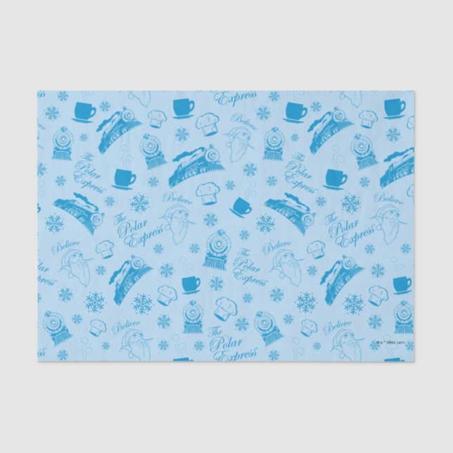 Papier Mousseline L'Express polaire | Motif d'icône de vacances bleu (Recto)