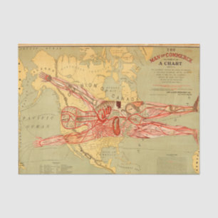 Papier Mousseline L'homme du commerce Carte des États-Unis (1889)