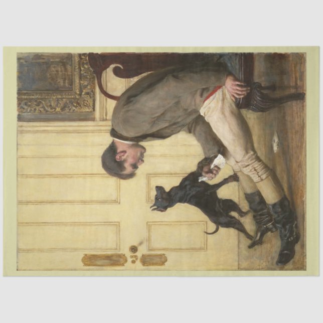 Papier Mousseline L'homme et son chien papier de découpage (Recto)