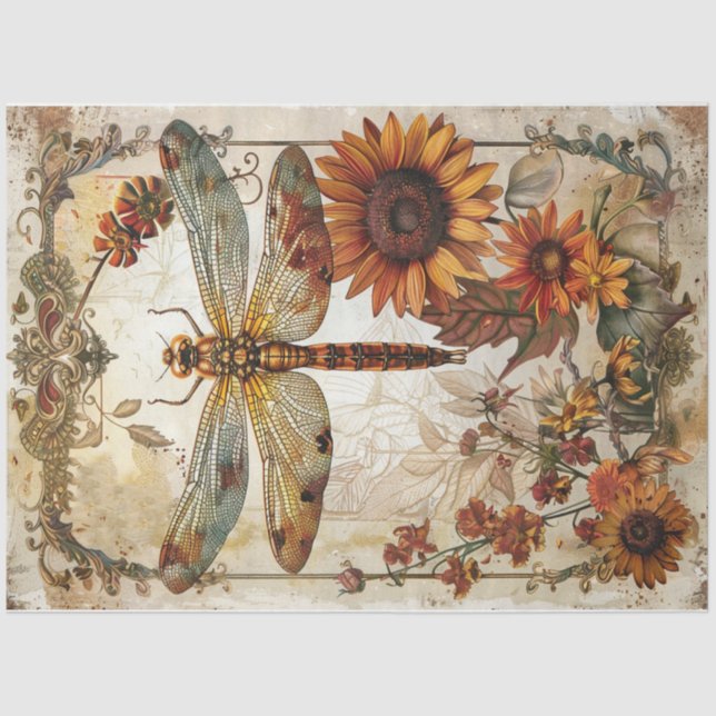 Papier Mousseline libellule d'automne (Recto)