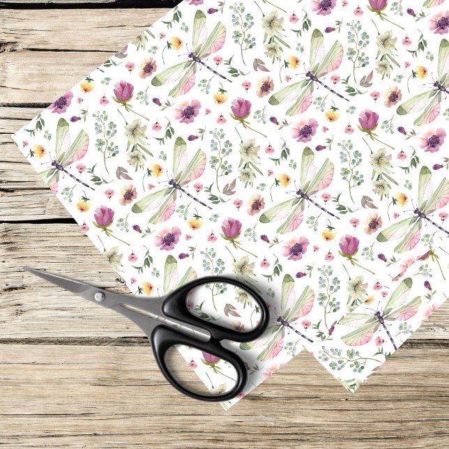 Papier Mousseline libellules et fleurs sauvages (Créateur téléchargé)