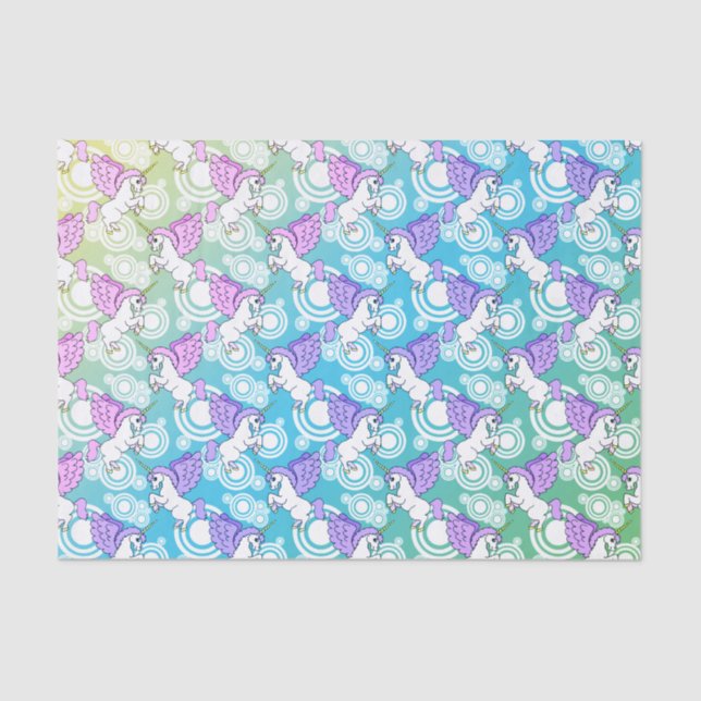 Papier Mousseline Licorne blanche et rose (Recto)