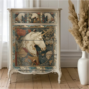 Papier Mousseline Licorne de style botanique victorien William Morri