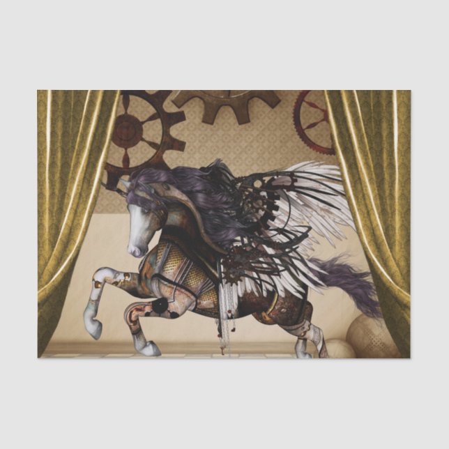 Papier Mousseline Licorne impressionnante de steampunk (Recto)