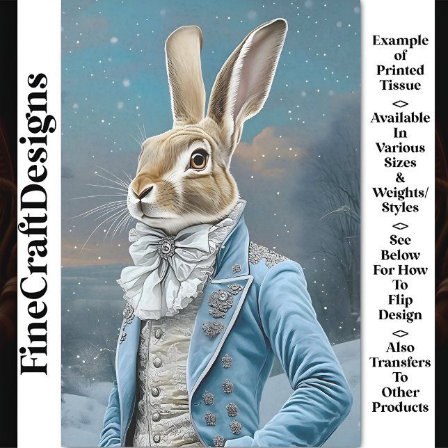 Papier Mousseline Lièvre de Whimsical habillé en bleu, neige CE9 Déc (Créateur téléchargé)