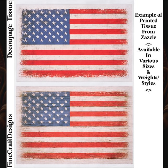 Papier Mousseline Light Distressed American Flag Pair EX1 Decoupage (Créateur téléchargé)