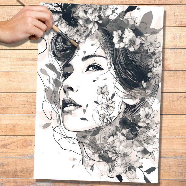 Papier Mousseline Ligne Art Femme 2 Découpage papier (Créateur téléchargé)