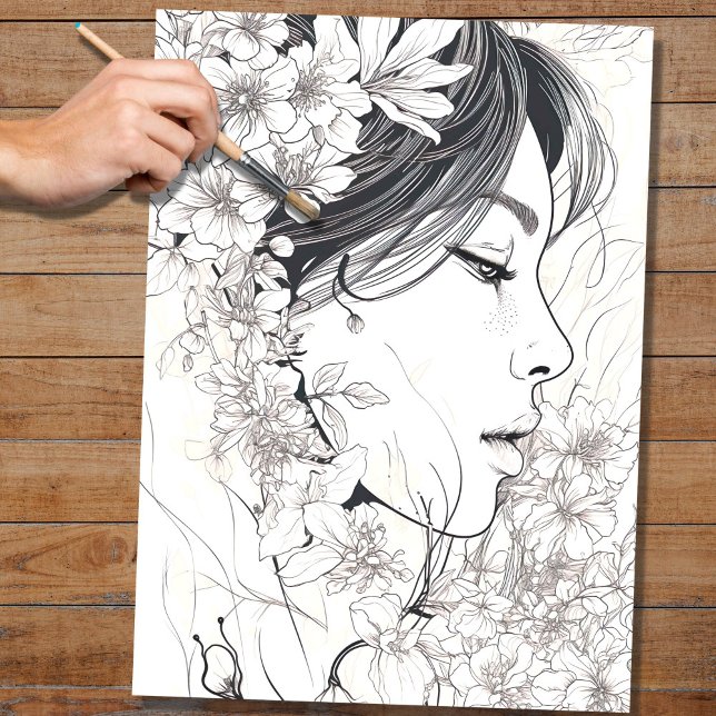 Papier Mousseline Ligne Art Femme 7 Découpage papier (Créateur téléchargé)
