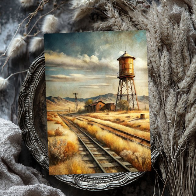 Papier Mousseline Ligne de chemin de fer de l'Ouest sauvage de l'Oue (Western wild west old abandoned railway line tissue paper)