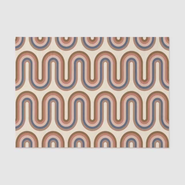 Papier Mousseline Lignes d'argile rétro Earthy Wavy Brown   (Recto)