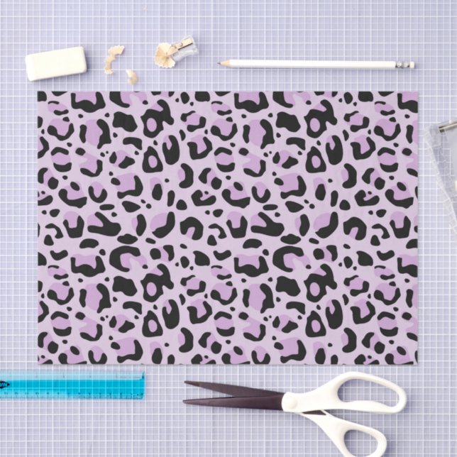 Papier Mousseline Lilac Lavender Black Leopard Print Decoupage (Artisanat)