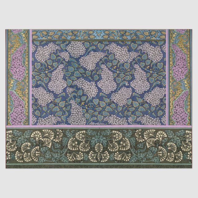 Papier Mousseline LILACS ET FEUILLE Art Nouveau Floral (Recto)