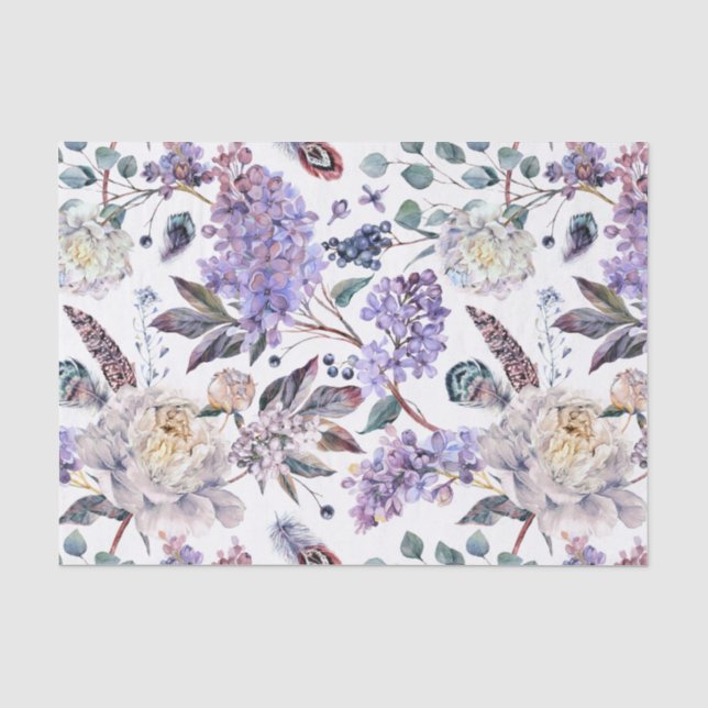 Papier Mousseline Lilacs et pivoines Floral (Recto)