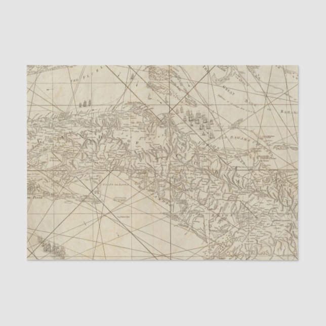 Papier Mousseline L'île du Cuba avec une partie du Bahama encaisse (Recto)