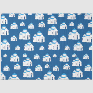 Papier Mousseline L'île grecque Santorin Blue Dome