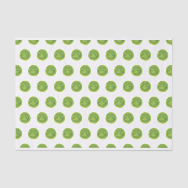 Papier Mousseline Lime Vert Aquarelle Pois Tissu Papier (Recto)