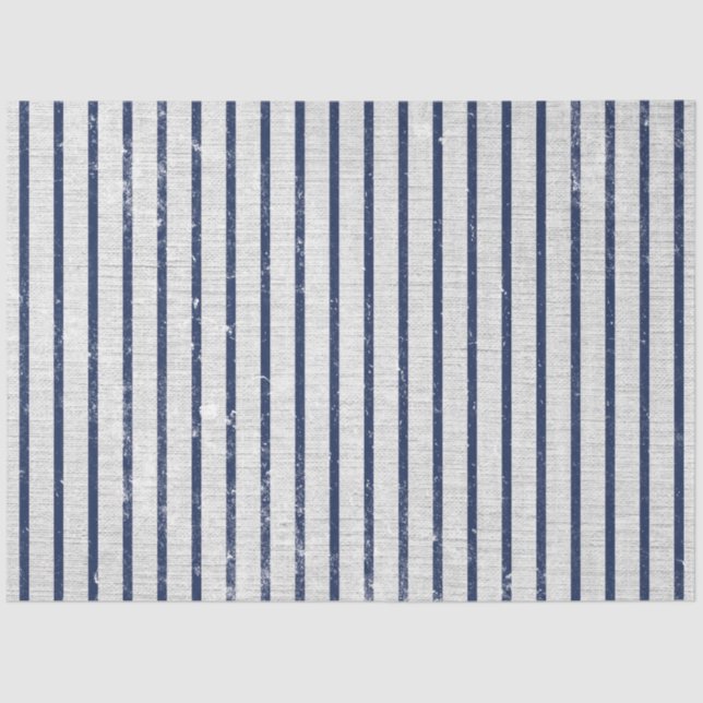 Papier Mousseline Lin gris rustique et Motif bleu marine (Recto)