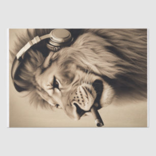 Papier Mousseline Lion cool avec casque Fumer décapage/tissu