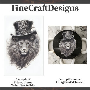 Papier Mousseline Lion élégant Steampunk avec chapeau E4 découpage