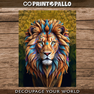 Papier Mousseline Lion en style tourbillon pour Decoupage